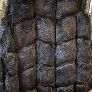 Large Black Faux fur vest